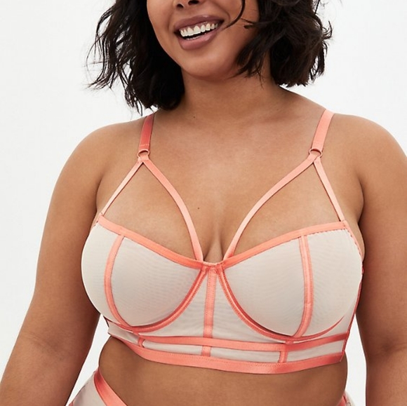 NWT Strappy Coral Mesh Torrid Longline Bralette 1x - Picture 1 of 7